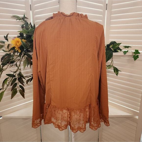 563 UMGEE CLAY TOP WITH TASSEL TIE LACE ACCENTS MUSTARD - Picture 5 of 7